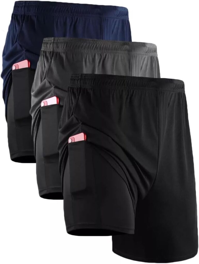 Kit 3 Shorts Masculino 2 Em 1 Bermuda Para Treino Bolso Interno 2 51aotl35 2L. AC SL1200