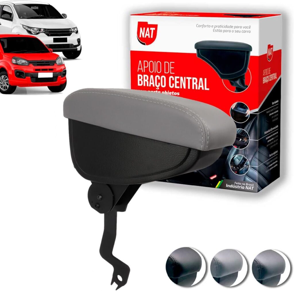 Apoio de Braço Encosto Fiat Uno 2011 Até 2020 E Mobi 2017 Até 2020 Couro Cinza C/Linha Cinza 10 61DNtDJm VL. AC SL1200