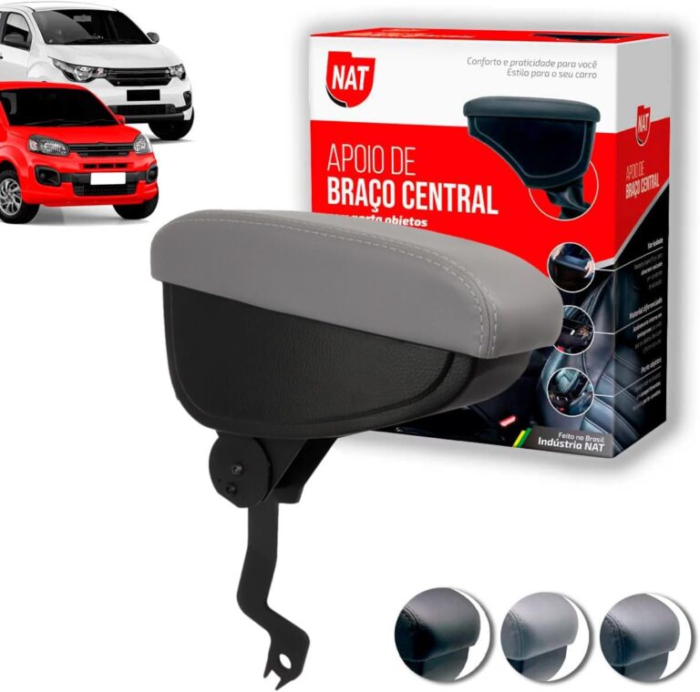 Apoio de Braço Encosto Fiat Uno 2011 Até 2020 E Mobi 2017 Até 2020 Couro Cinza C/Linha Cinza