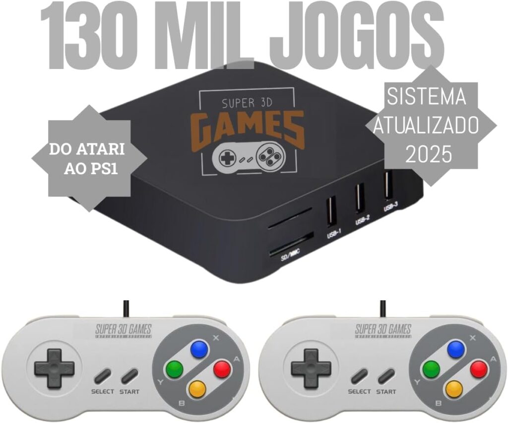 Mini Console Video Game com 130 mil Jogos + 2 Controles 2 61FKhpoG53L. AC SL1200