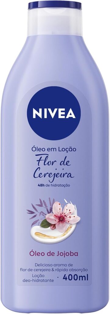 NIVEA Loção Hidratante Óleos Essenciais Flor de Cerejeira & Óleo de Jojoba 400ml - Loção Hidratante com essência de Flor de Cerejeira e poder nutritivo do Óleo de Jojoba que hidrata sua pele 2 61Gg8IV9rL. AC SL1500