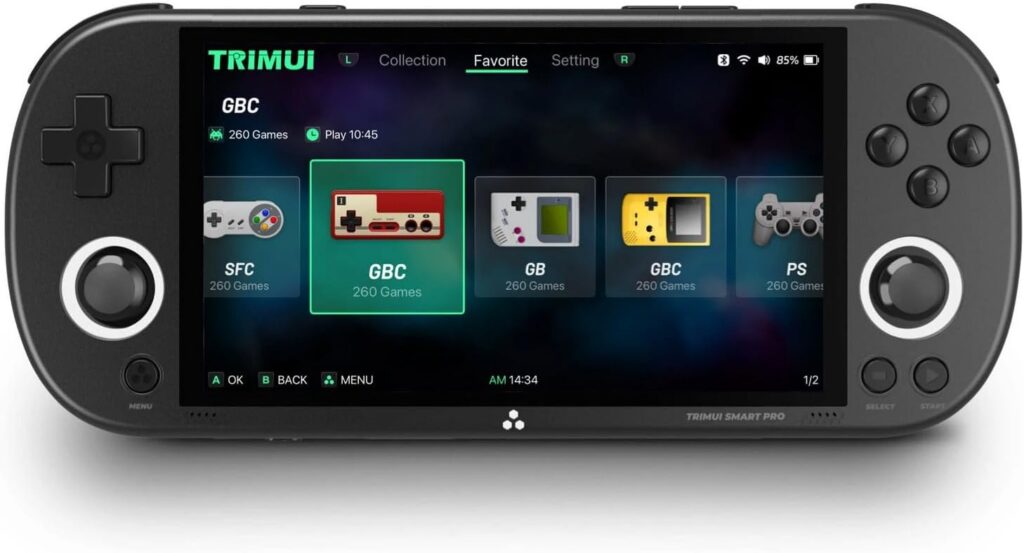 Console Trimui Smart Pro Video Game Emulador Mini Game, SD 64 GB, Tela HD IPS de 4,9 Pol, Sistema Linux, Suporte a Mais de 5500 Jogos Clássicos, Gamepad sem Fio 2.4G/5G, WiFi Bluetooth - Preto. 5 61IEediWgoL. AC SL1500
