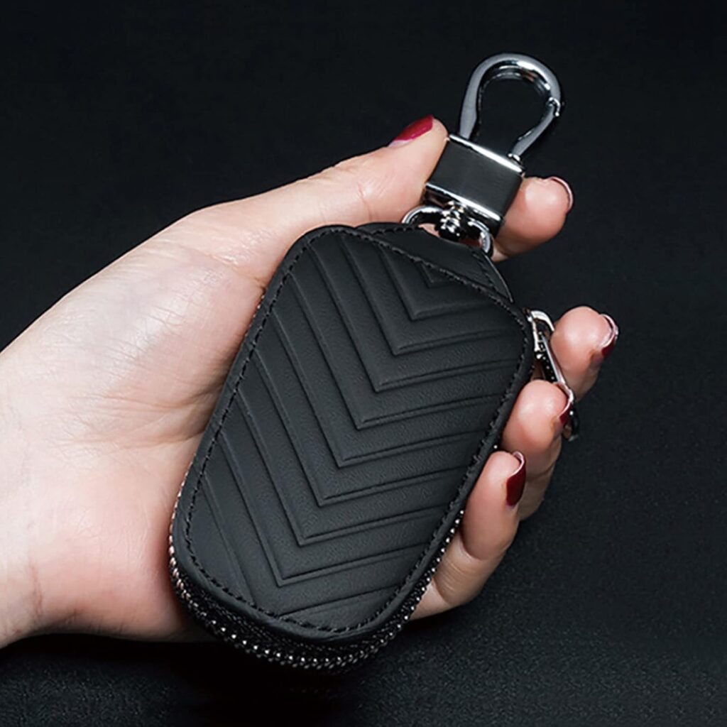 Capa de Couro para Chave de Carro, Capa de Chave para Chaveiro, Porta-Chaves de Carro, Capa de Chave Automática, Unissex, Homens, Mulheres (Preto) 1 61UEPbzsJuL. AC SL1500