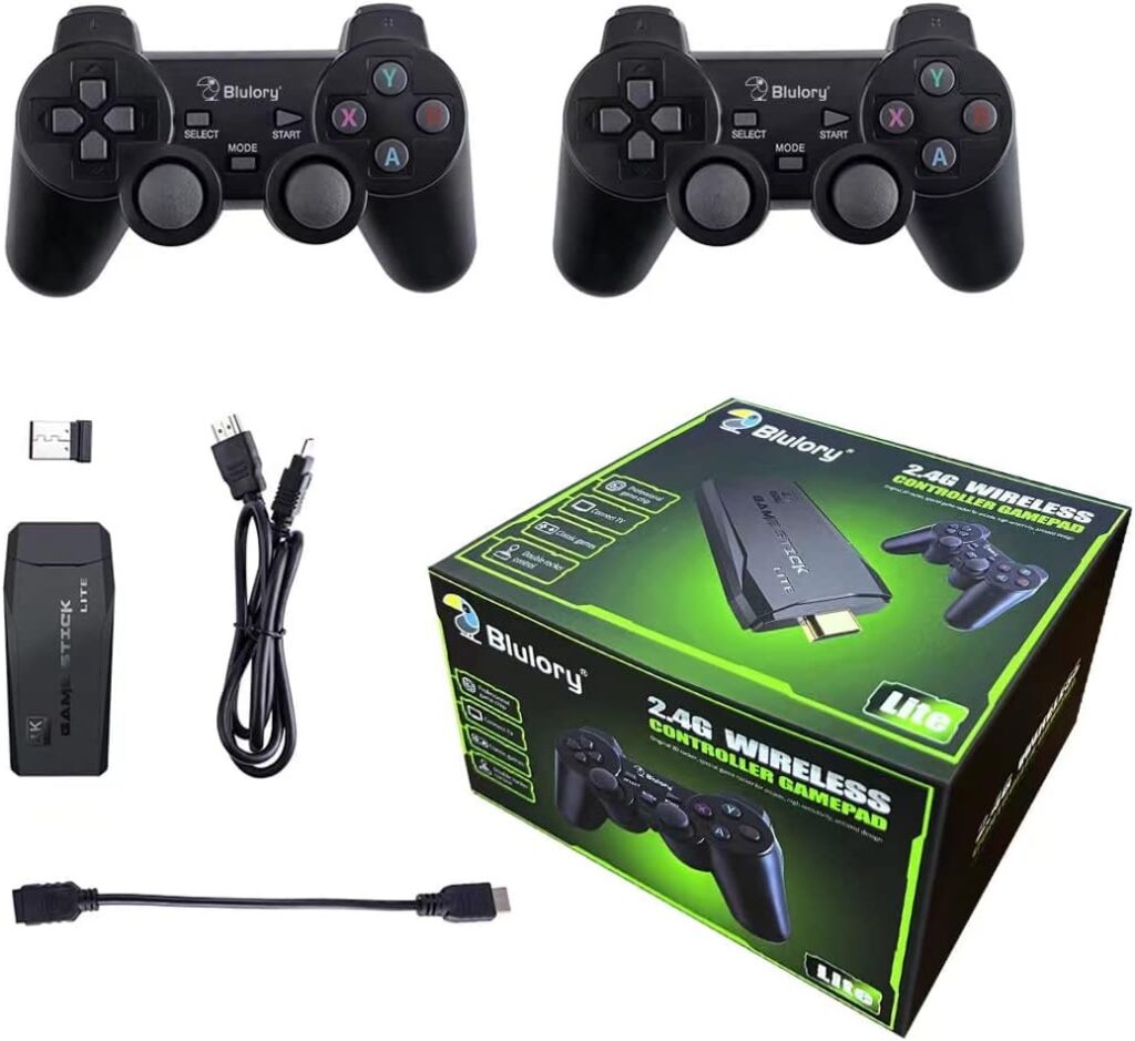 Blulory 4K Smart Video game TV Stick,Consoles de Video game,2.4G Wireless Gamepads Controlador 10.000 jogos 32/64GB Retro Classic Gamin 1 61es84xZGzL. AC SL1200