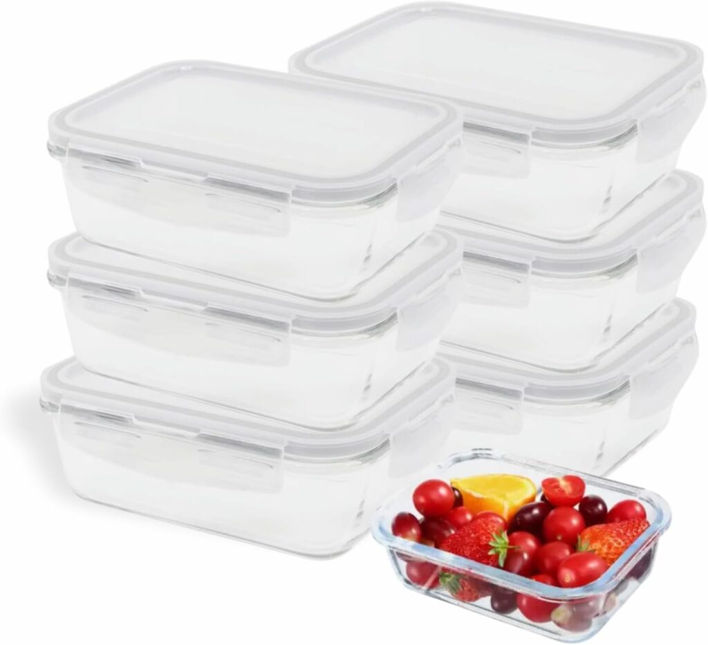 Kit 6 Pote De Vidro Hermético Retangular 640 ml Marmita Com Tampa 4 Travas BPA FREE Organizador de Alimentos " Micro-ondas, Lava Louças, Freezer, Forno, Marmita Fitness " 9 61fAaipT1 L. AC SL1500
