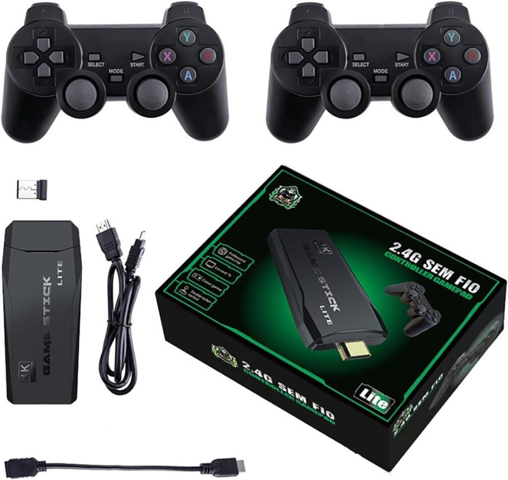 SCIENISH Console de videogame embutido, mais de 10.0000 jogos, console de jogos portátil retrô, saída HDMI de alta definição 4K para TV com controles sem fio duplos de 2,4 G para presente infantil 8 61hMk V ALL. AC SL1215