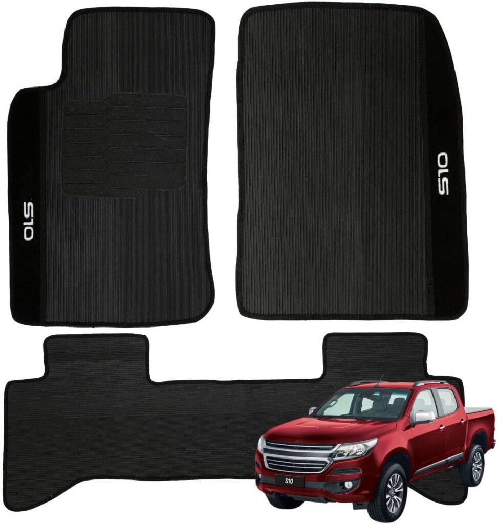 Jogo de Tapetes Automotivos Emborrachados para Chevrolet S10 Cabine Dupla 2019 2020 2021 Bordado 03 peças 7 61seY f5AyL. AC SL1200