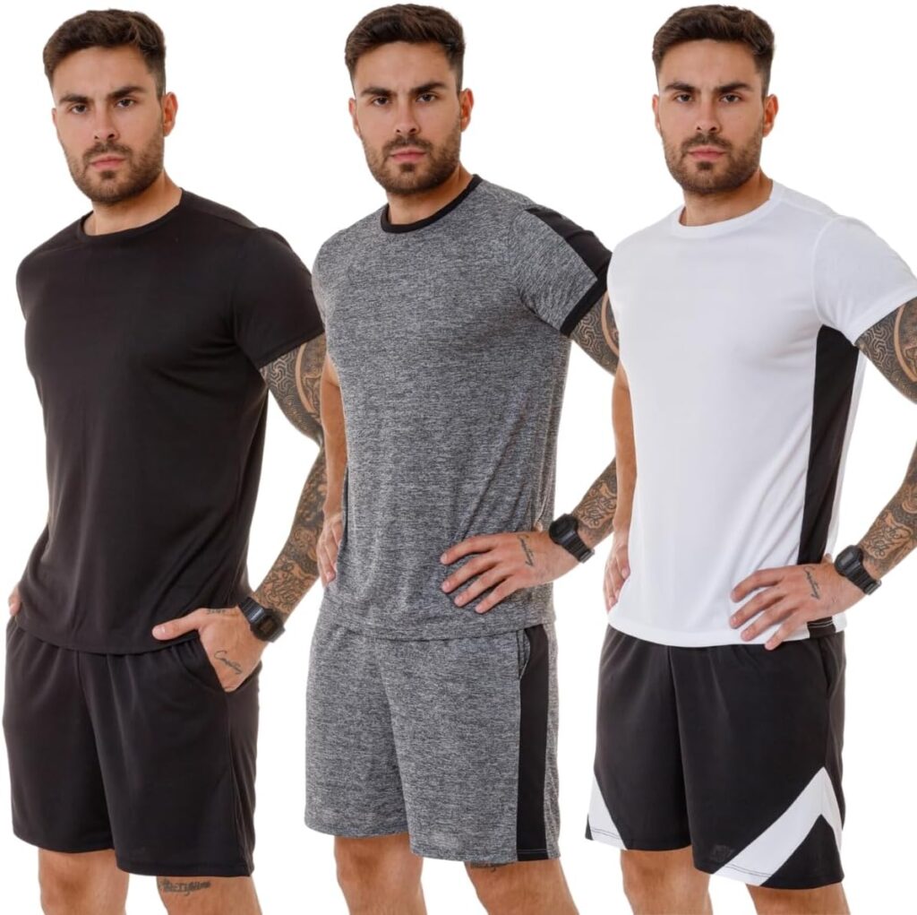 Daze Kit 3 Conjunto Camisa e Shorts Dry Slim Fitness Masculino para Homens Adultos 12 71fPt4JW DL. AC SL1200