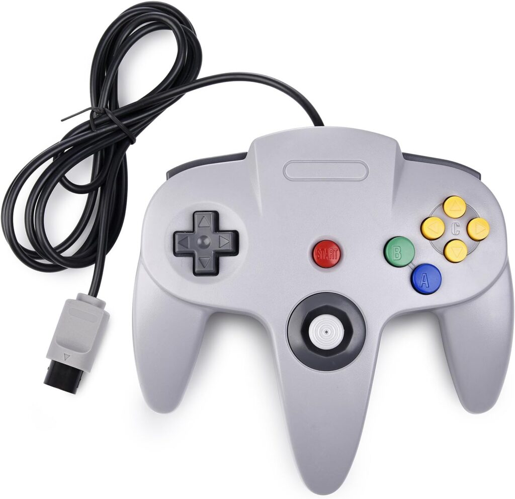 KIWITATA Controle clássico N64, kiwitatá Retro N64 com fio, controle remoto para jogos, joystick, compatível com sistema N64, console de vídeo cinza 2 71phBtmUt L. AC SL1500