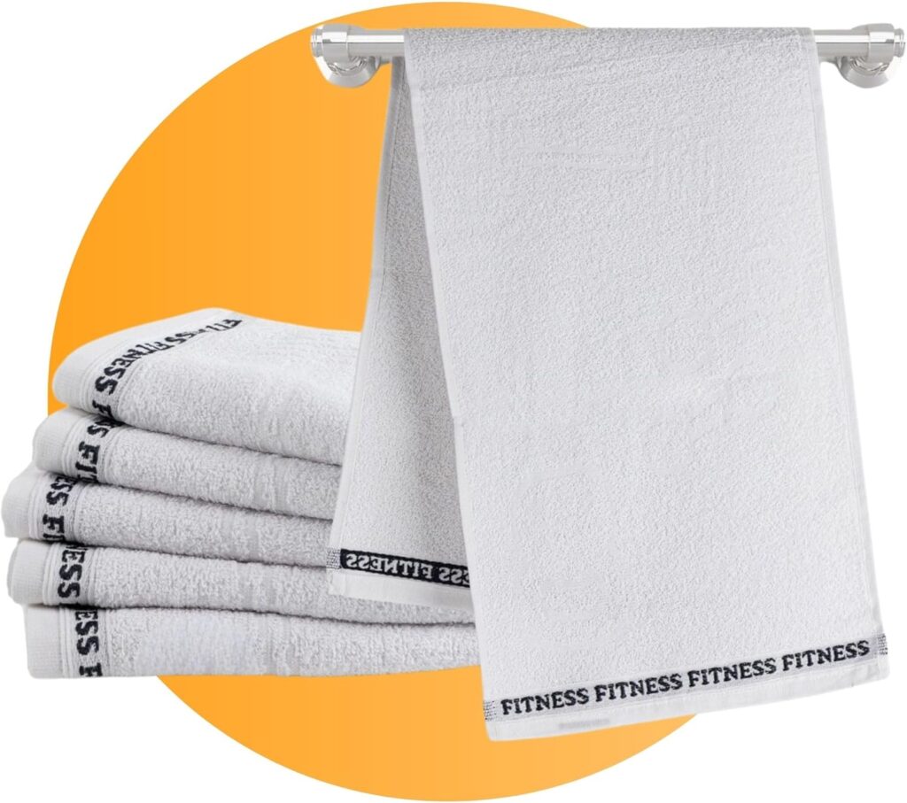 Jogo 6 Unidades Toalhas para Treino Academia Rosto Fitness p/Treinar, Correr, Malhar - Algodão 330 g/m² 90cm x 30cm (Branco) 5 81QJmdjU1ZL. AC SL1500