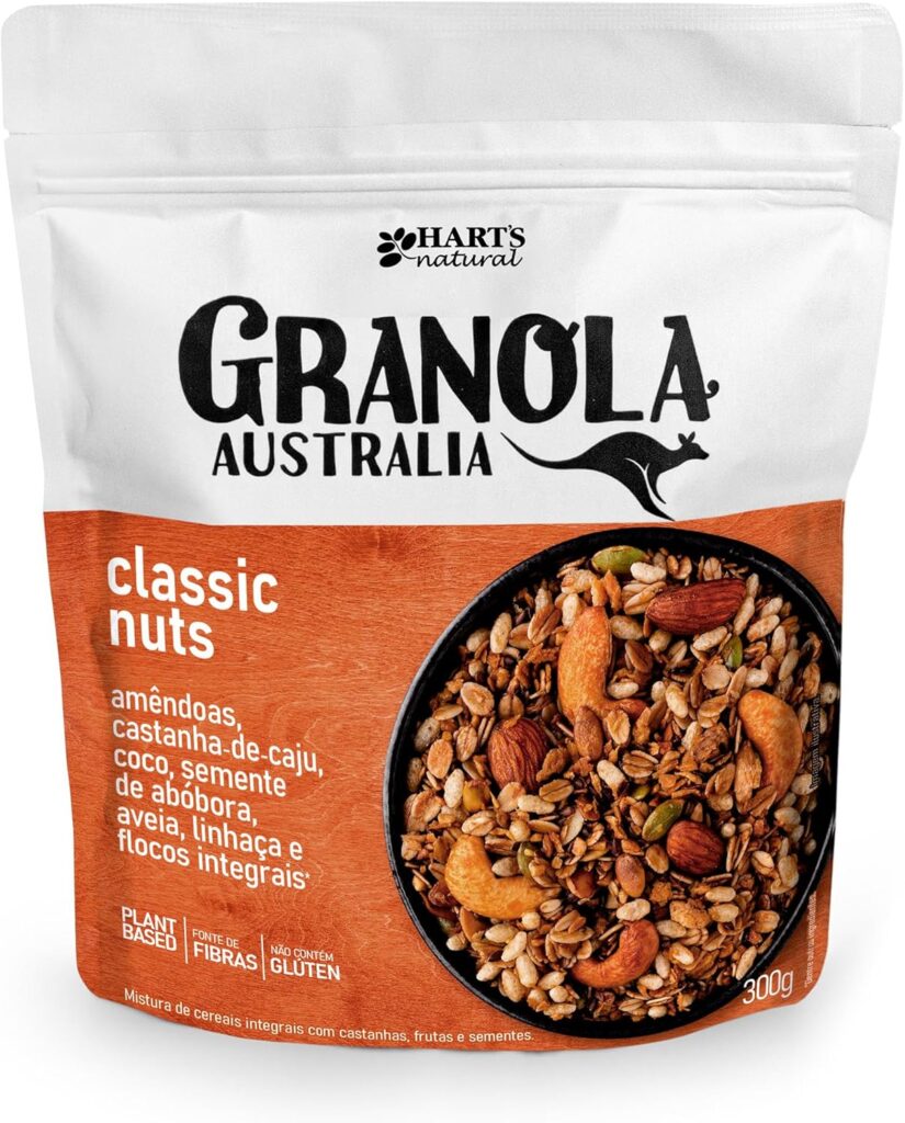 Hart's Natural Granola Australia Classic Nuts | Granola Sem Glúten, Sem Lactose, Vegano | 100% Natural | Alto em Fibras | Snack Saudável | 300g 1 81QKlRHjypL. AC SL1500