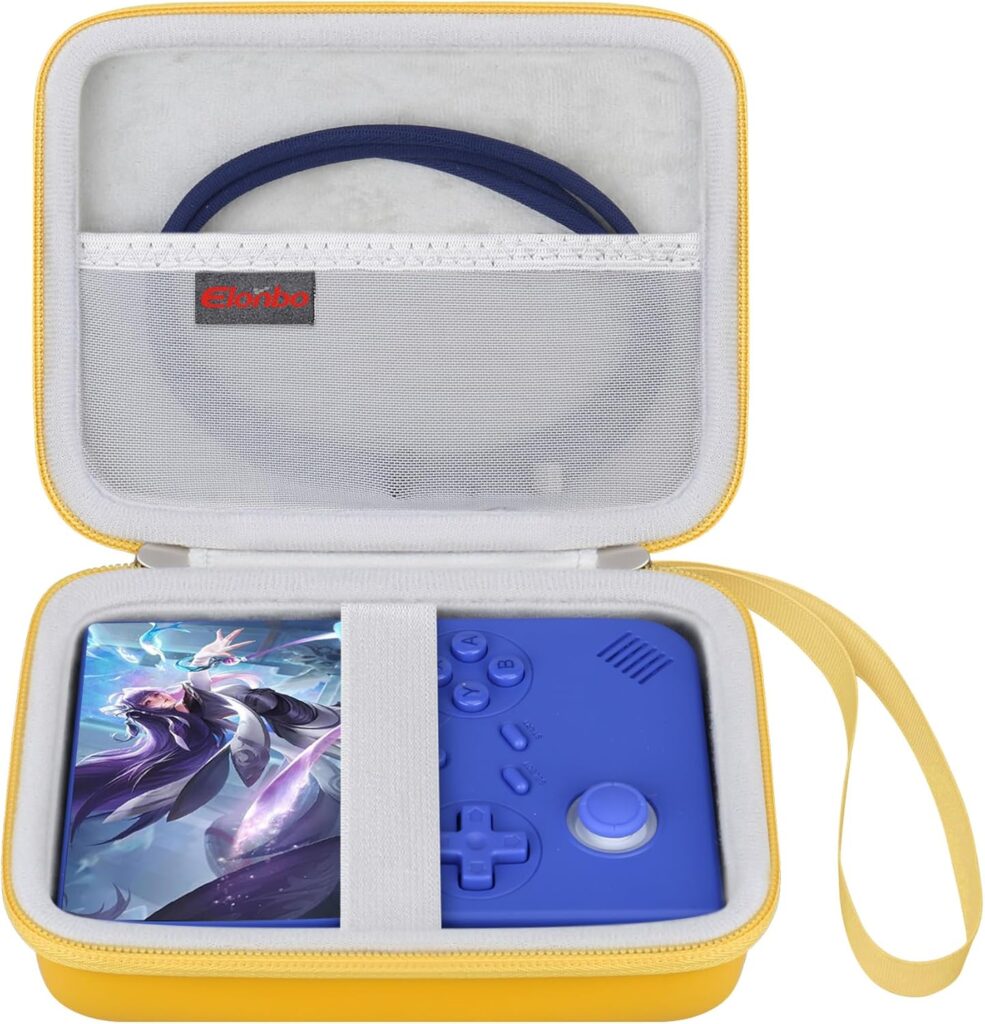 Elonbo Carrying Case for Anbernic RG405V Retro Handheld Game Console, Vertical Version Android Retro Handheld Gaming Travel Storage Cover Bag Organizer Holder, Mesh Pocket fits Charging Cables, Yellow 9 81T4Zis3PeL. AC SL1500