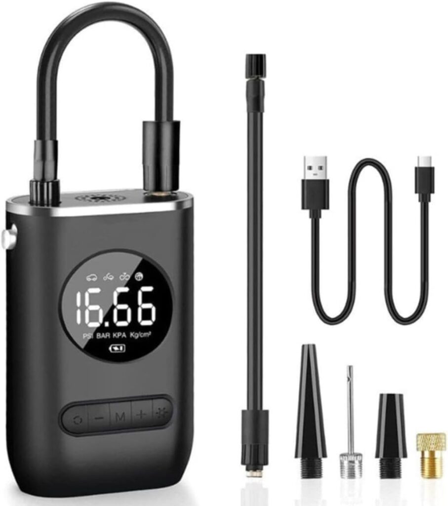 Calibrador Compressor de Ar Portátil Digital 120W Recarregável com Lanterna – Bomba de Ar Elétrica para Carro, Moto, Bike e Bolas | Bateria 2000mAh USB-C | PSI Automático 12 511PEklE67L. AC SL1146