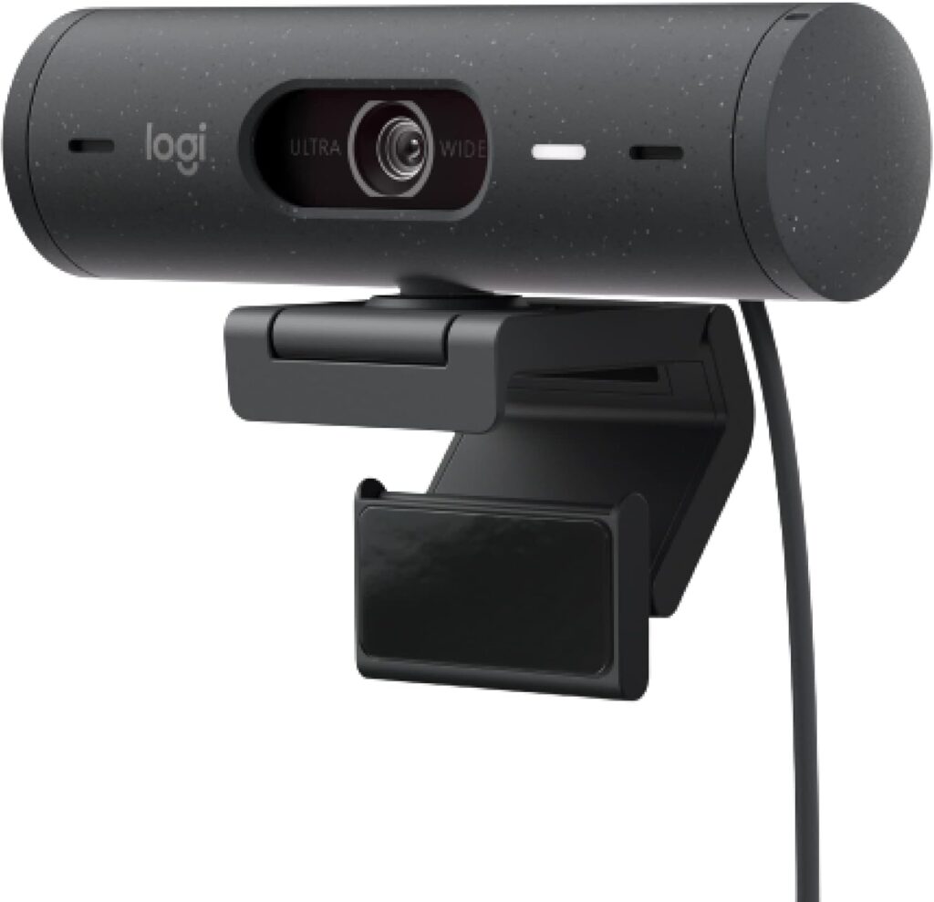 Webcam Full HD Logitech Brio 500 com Microfones Duplos com Redução de Ruídos, Proteção de Privacidade, Correção de Luz e Enquadramento Automático - Grafite 1 51F3uryF62L. AC SL1500