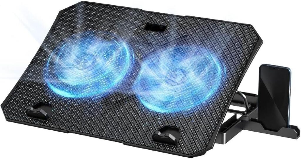 Suporte Ajustável para Notebook com 2 Cooler Silencioso, Base Gamer, Inclinação Ajustável, Resistente, Com suporte para Celular, DELTA 2 616z7eSFlYL. AC SL1044