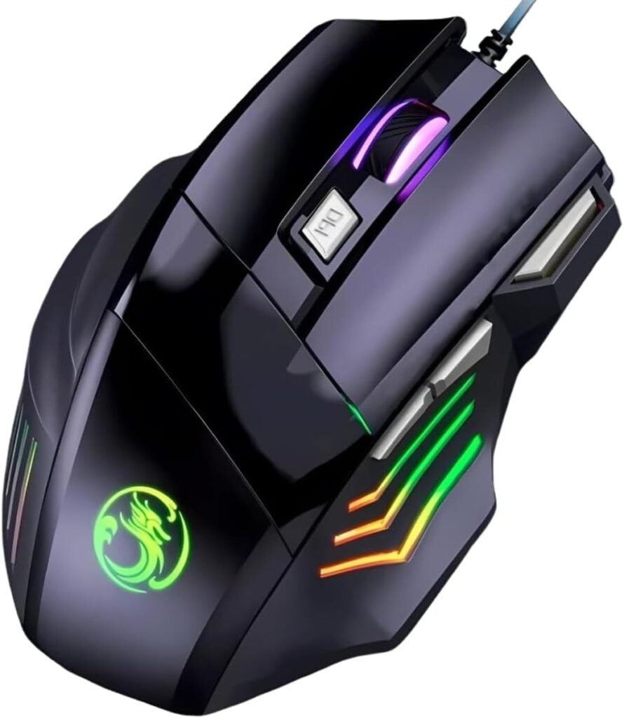 Mouse Gamer 3200 DPI de Alta Precisão Com 7 Botões Programáveis e Cabo Reforçado Sensor Gamer Super Veloz Para Jogos Trabalho Estudos, LED RGB Ergonômico Com Tecnologia Non Slip 10 61BvK0BdE1L. AC SL1200