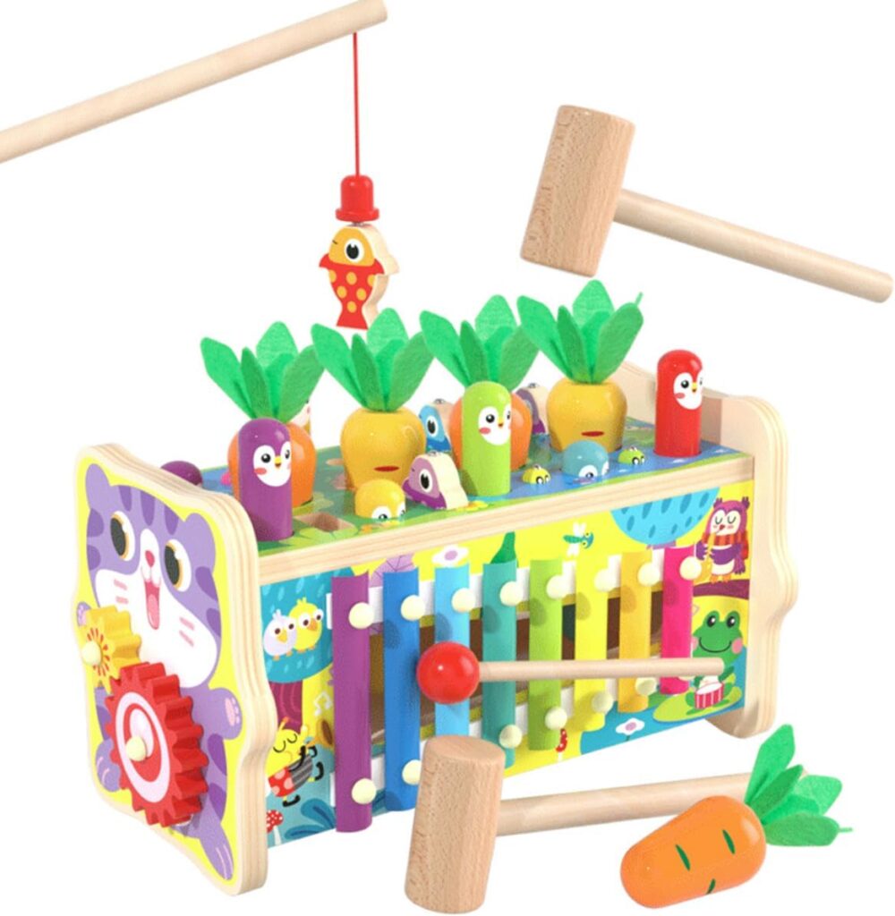 Bater de Madeira Brinquedos Montessori Educativos Infantis Jogo Whack A Mole com Xilofone 8 em 1 1 61FWmyWSjL. AC SL1200
