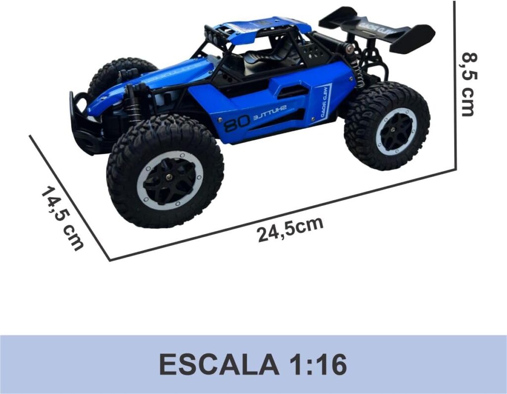 Carrinho de Controle Remoto, Alloy Metal, Alta Velocidade 20km/h, 4x4 Off Road, Pneus de Borracha, Amortecimento e Farol de milha (Azul) 1 61L6dEzKzzL. AC SL1201