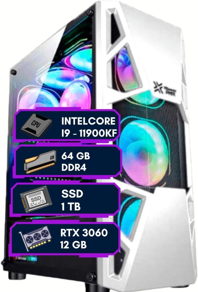 PC Gamer DreamComputers i9 11900k, 64GB RAM, SSD 1 TB, RTX 3060 12GB,WATER COOLER 240MM,FONTE 700W 80 PLUS 11 61ME3Gy8JFL. AC SL1500