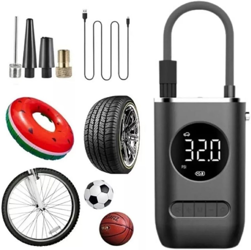Compressor Calibrador Portátil Bomba de Ar Digital com Lanterna LED para encher Bola, Piscina Inflável, Pneus de Carro, Moto, Bike e Bicicleta - Premium 3 61haDgWkUJL. AC SL1197