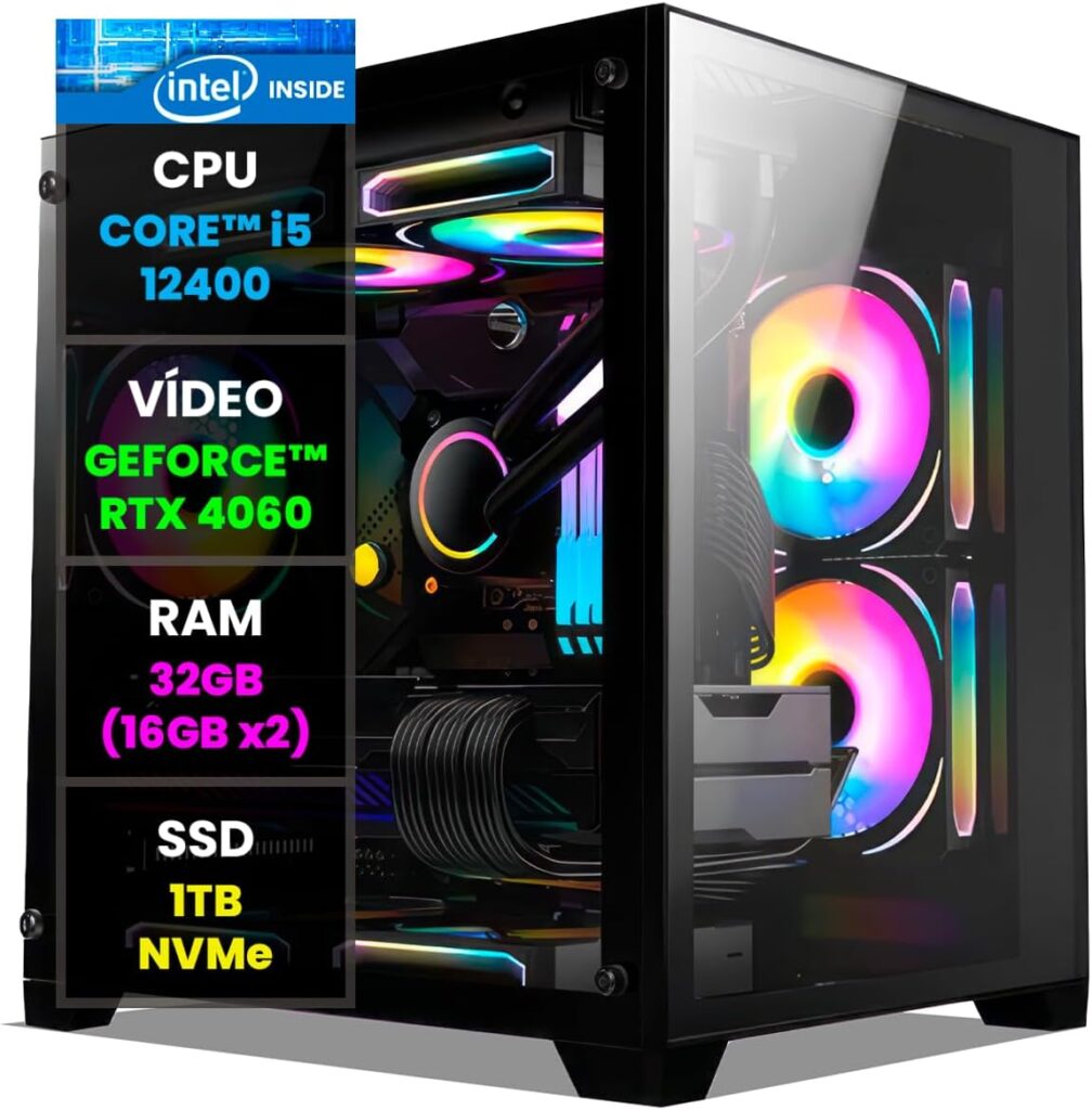 Pc Gamer Computador Completo NoLag® Intel i5 12400, GeForce RTX 4060, 32GB Ram, SSD 1TB NVMe, Gabinete RGB 11 61kEwh8UF9L. AC SL1200