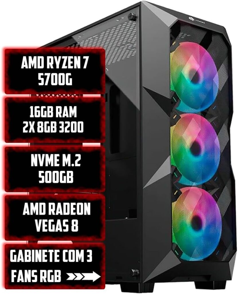 PC GAMER PRIME AMD RYZEN 7 5700G, B450M TUF, 16GB, NVME 500GB, RADEON VEGAS 8 7 61oArFCeSLL. AC SL1200