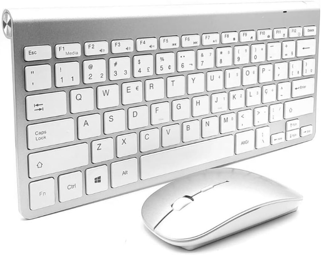 KIT Teclado Sem Fio E Mouse USB 2.4Ghz Wireless Super Compacto Premium ABNT2 Letra Ç Computador Notebook Branco ou Preto até 1600dpi Gamer, Escritório, Sala, Periférico, Mídia, Pilha Inclusa (Branco) 1 61rnwv9RnFL. AC SL1080
