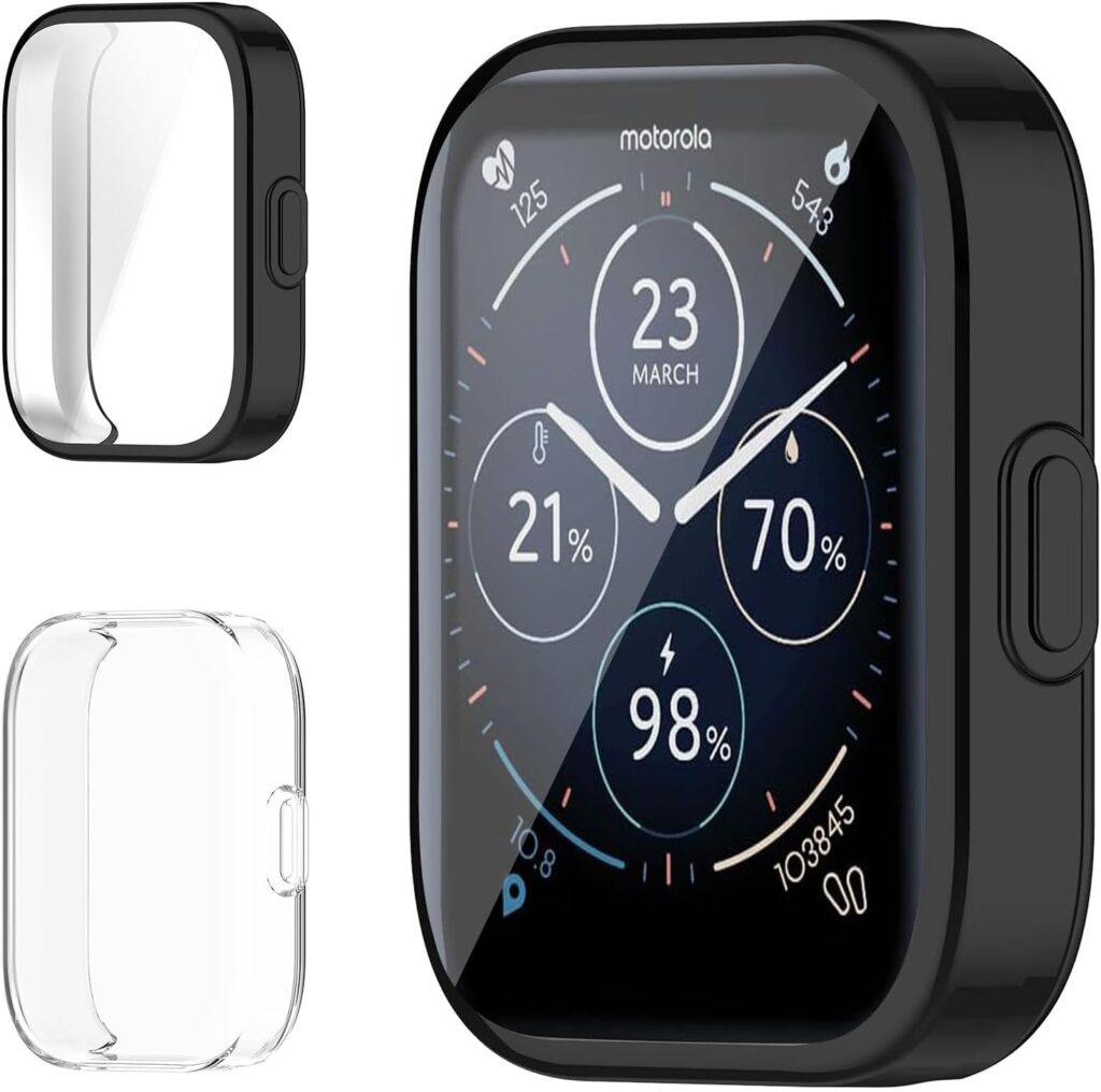 Protetor de Tela Compatível com Moto Watch 70, Capa Macia Revestida de TPU, Capa Protetora Completa, Para-Choque, 2 Peças 6 61uGHt2IYcL. AC SL1500