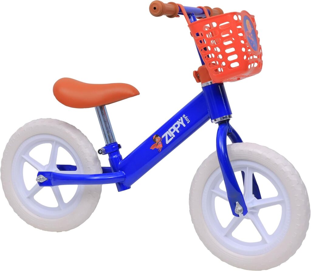 Zippy Toys, Bicicleta de Equilíbrio Infantil 3 Anos em Plástico Aço Carbono com Cestinha e Aro 12, Azul 2 7150It0d7TL. AC SL1500