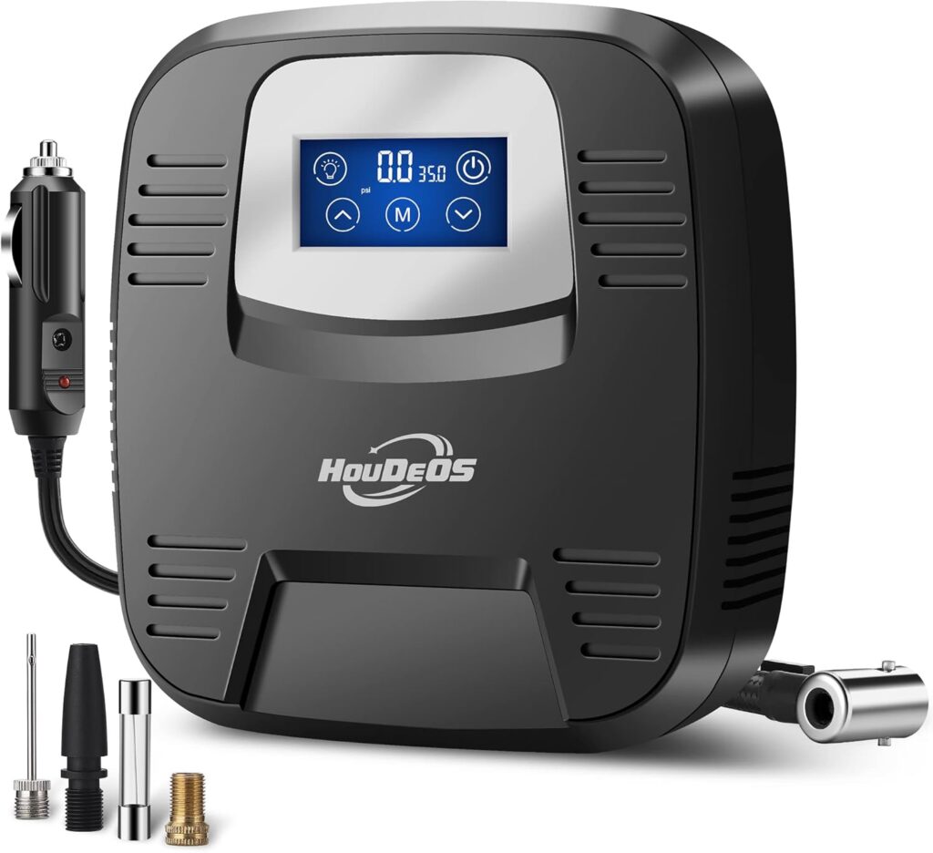 Compressor de ar portátil para pneus, bomba de ar para pneus de carro com visor digital, luz de LED, função de desligamento automático, adequado para carros, motocicletas, bicicletas, bolas, caiaques, etc. (preto) 7 71DtXuGZhOL. AC SL1500