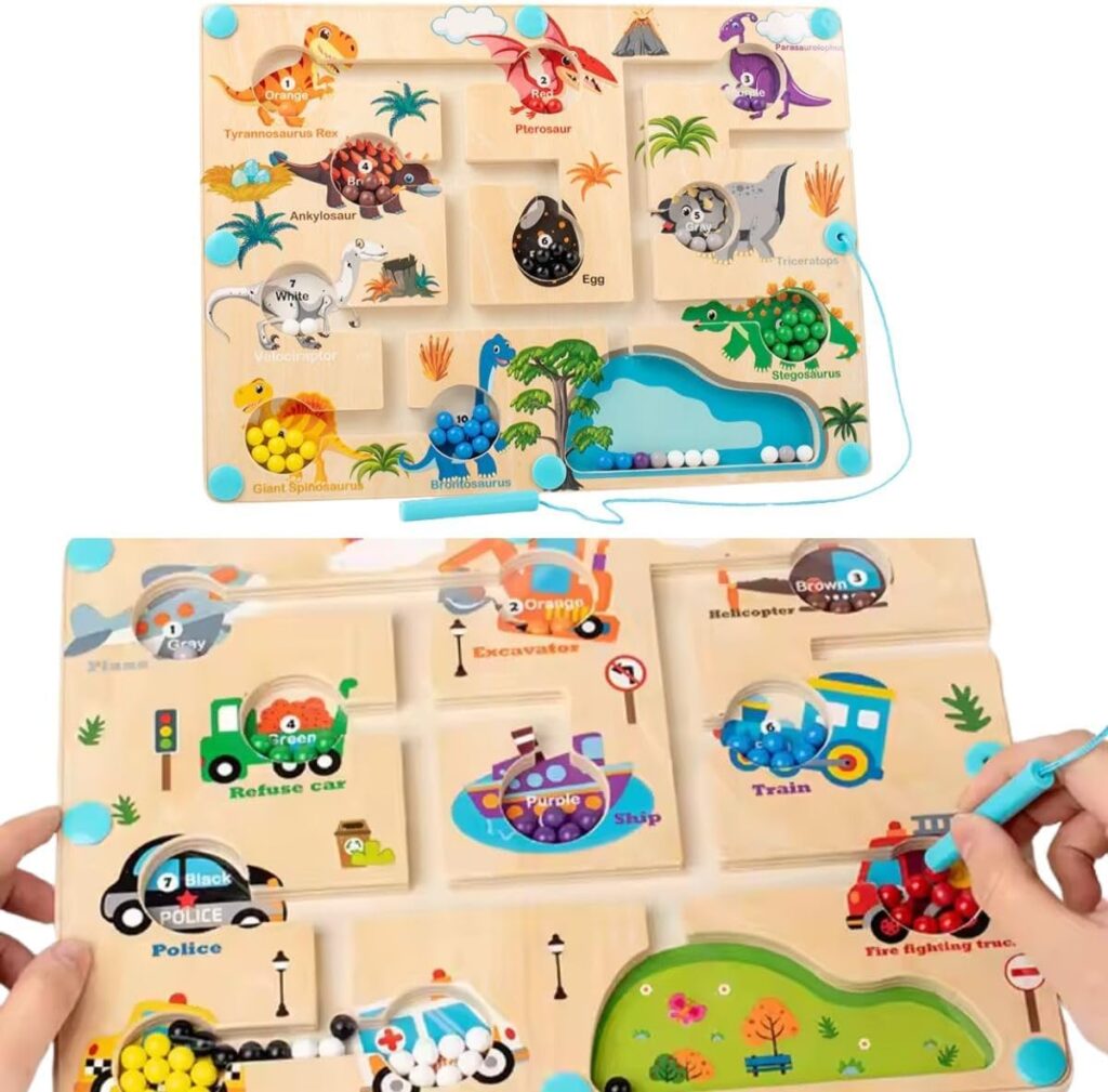 Brinquedo Labirinto Magnético Montessori (Transporte) Educativo Cognitivo Coordenaçao Motora Fina Aprenda Cores Números 10 71TQn I50dL. AC SL1200