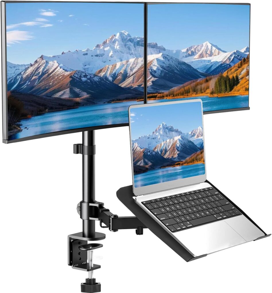 Suporte Articulado para Monitor Duplo e Notebook, Suporte articulado monitor, Design Ergonômico e Ajustável, Braço articulado monitor, Compatível com Telas de até 32" e Notebooks de 17", Preto 8 71cXA5PWfPL. AC SL1500