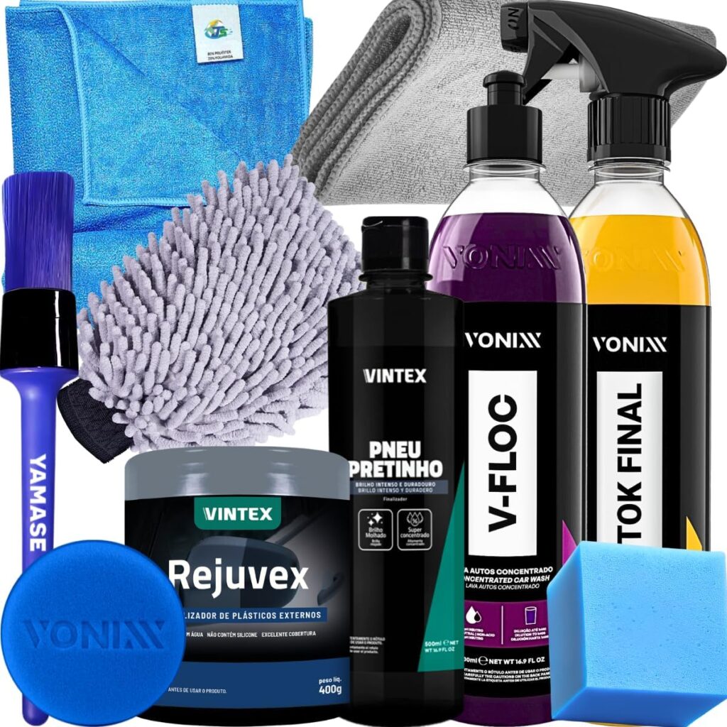 Kit Produtos Vonixx Para Lavagem De Motos e Carros V-floc Tok final Pneu pretinho Rejuvex Acessórios 12 71eXMMkGDOL. AC SL1200