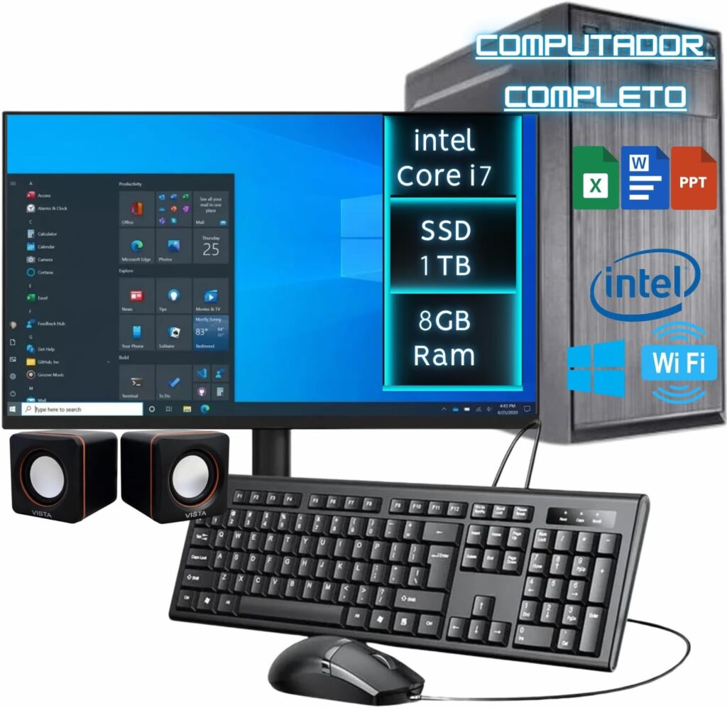 Computador completo Home office Intel core i7, SSD 1TB, 8GB ram,monitor 20 polegadas,teclado e mouse, caixa de som,WIFI - DreamComputers DCP-COMPLETO052 7 71fQdym Y3L. AC SL1500